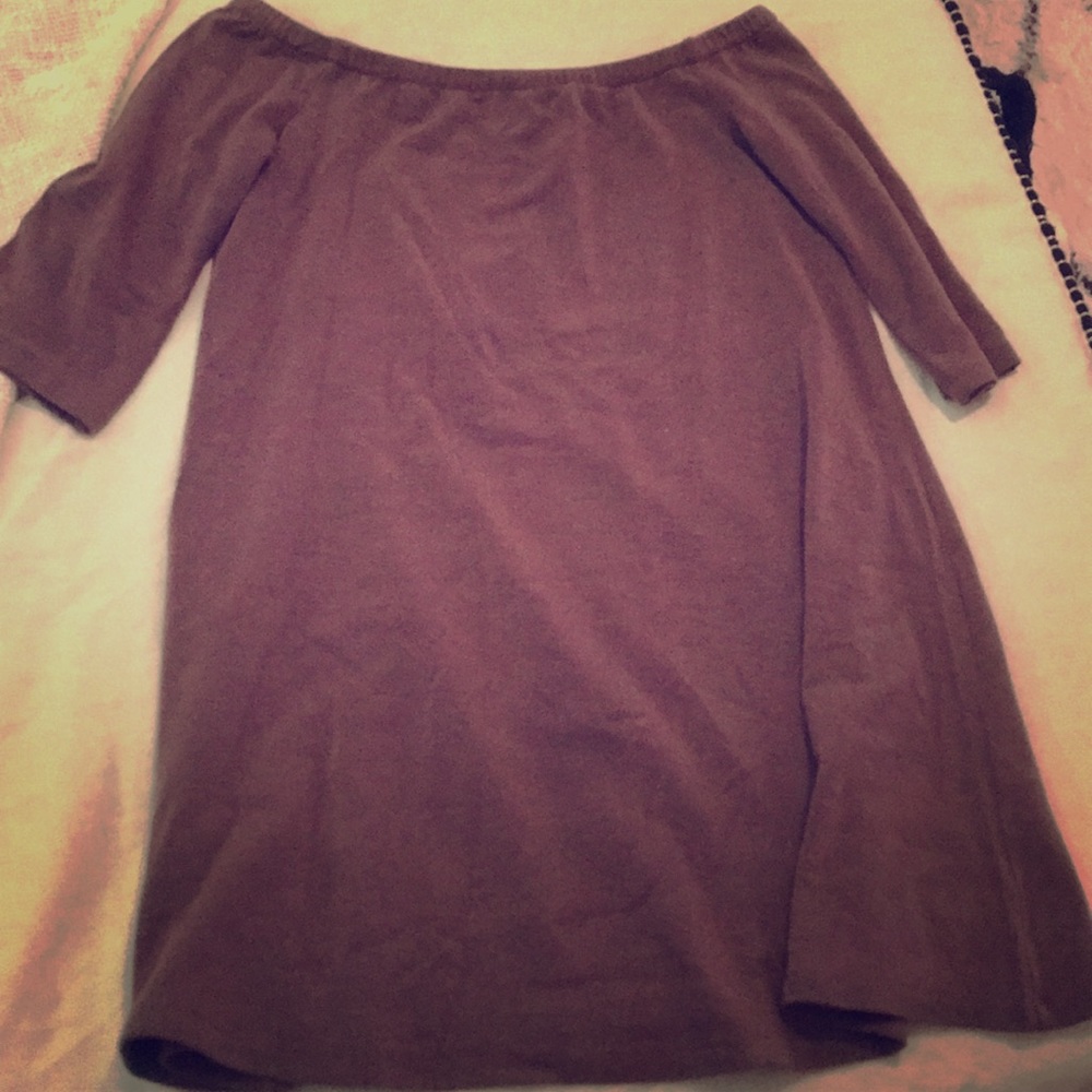 Wool off shoulder tunic dress